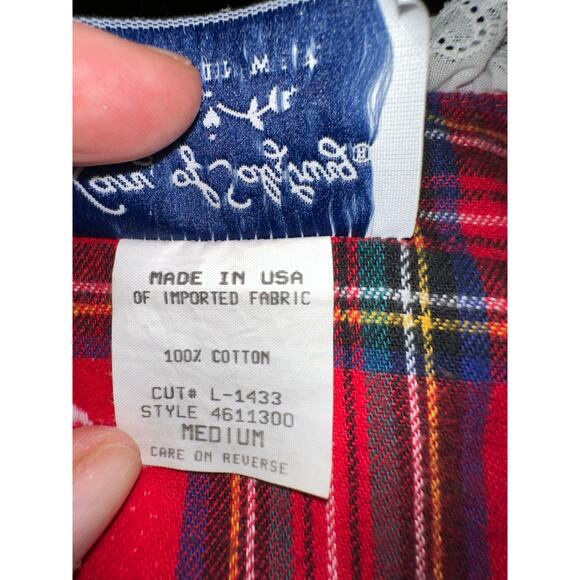 VINTAGE CLASSIC LANZ OF SALZBURG BY EILEEN WEST FLANNEL PLAID NIGHTGOWN M - Picture 5 of 7